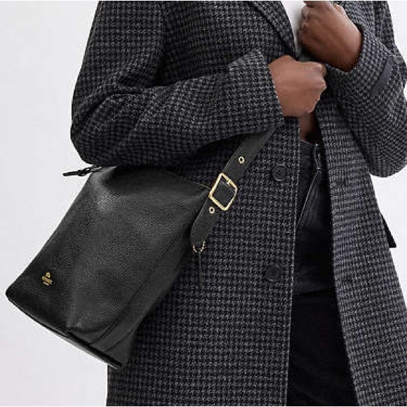 Coach Black and Gold “Val Duffle” Pebbled Leather Crossbody Bag - Picture 1 of 13
